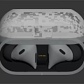 Modern Wireless Earbuds For Computer With Silver Charging Case And Open Lid Design 3d model