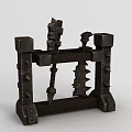 Tech Exhibition Hall Displaying Ancient Mechanical Device With Spiked Iron Structure 3d model