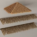 Traditional Thatched House Roof Structure Featuring Triangular Top And Long Eave Sections