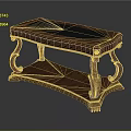 Classic Wooden Console Table Design With Carved Curved Legs And Dark Smooth Top