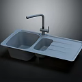 Modern Double Bowl Kitchen Sink With Integrated Drainer And Faucet Design