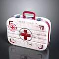 Portable MEDICORP First Aid Kit With Red Cross And Red Handle White Case