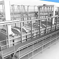 Industrial Equipment Automated Production Line With Yellow Frames Green Conveyor Belts And Processing Units