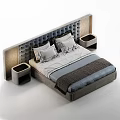 Elegant Modern Double Bed With Tufted Headboard Plush Bedding And Nightstands 3d model