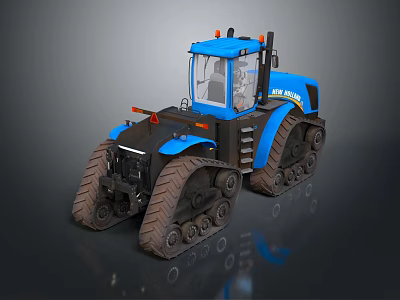 Blue Crawler Tractor For Agricultural Use With Heavy Duty Tracked Wheels Design 3d model