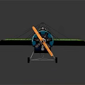 Colorful Space Biplane Model With Blue Orange Body Green Wings And Propeller
