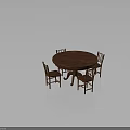 Classic Round Wooden Dining Table With Four Matching Wooden Chairs
