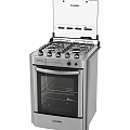 Modern Kitchen Gas Stove And Oven With Wooden Cabinets And Marble Countertop