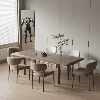 Flos Modern Dining Table and Chair Solid Wood Dining Table and Chair 3d model