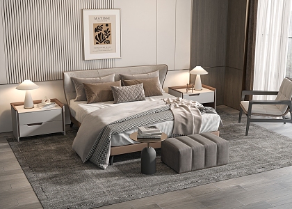 Modern Minotti Background Double Bed 3d model