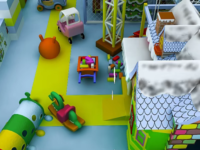 Sturdy Swing Door For Kids Playroom With Colorful Slide Toy Cars And Building Blocks 3d model