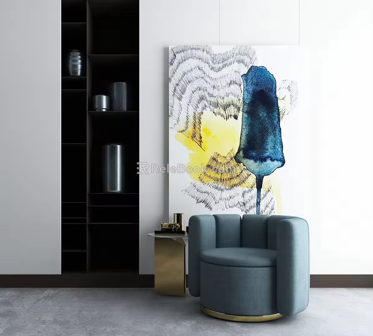 Modern Single Sofa Coffee Table Combination 3d model