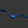 Blue 3D Eagle Model with Spread Wings and Detailed Feathers
