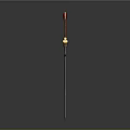 Medieval Decorative Sword With Red Pommel Golden Crossguard And Engraved Red Text On Blade