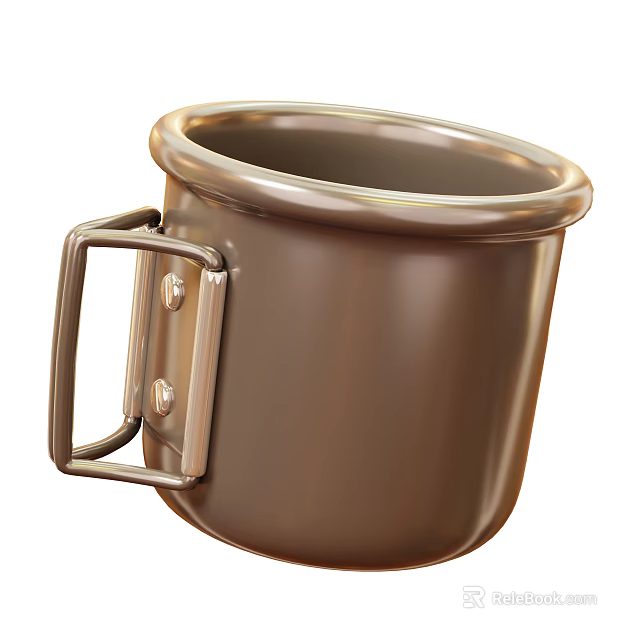 Kitchen Cookware Brown Pot With Metal Handle Smooth Surface Modern Design 3d model 