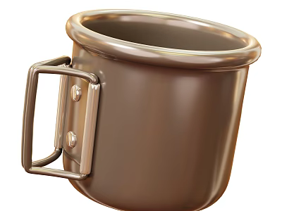 Kitchen Cookware Brown Pot With Metal Handle Smooth Surface Modern Design 3d model