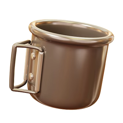 Kitchen Cookware Brown Pot With Metal Handle Smooth Surface Modern Design 3d model