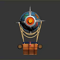 Colorful Aerospace Airship Model With Round Elements Decorative Flags And Wooden Base