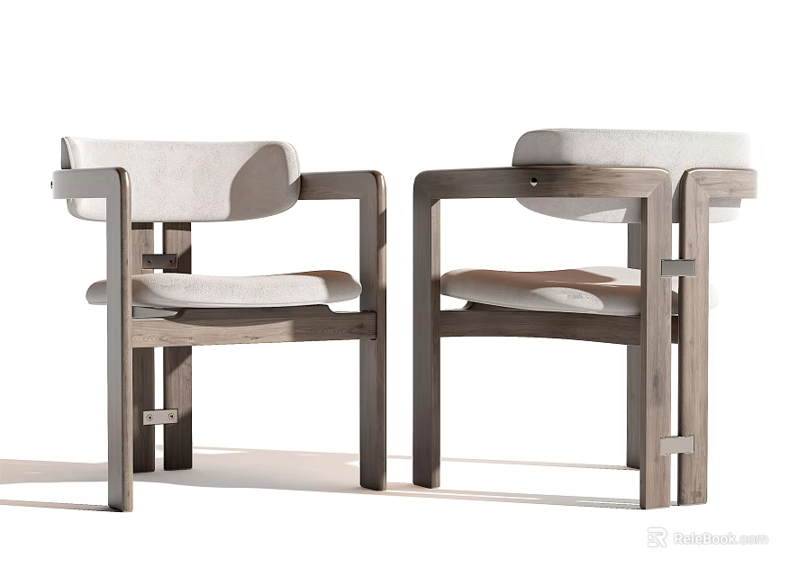 Comfortable Modern Leisure Chairs With Wooden Frame And Soft Upholstered Seat Design 3d model 