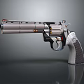 Silver Metal Revolver Weapon With Black Grip And Modern Design Features 3d model