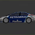 Blue And White CIVIC Race Car Featuring PETROBRAS Logo Number 7 Body Design