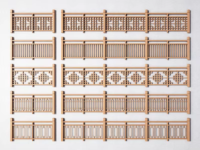 Various Wooden Fence Designs With Decorative Patterns And Intricate Styles For Outdoor 3d model