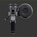 Futuristic Sci Fi Weapon With Streamlined White Blue Mechanical Design And Shiny Finish