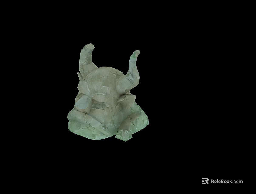 Stone Landscape Sculpture Featuring Horned Figure Intricate Texture On Decorative Base 3d model 
