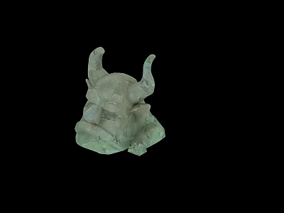 Stone Landscape Sculpture Featuring Horned Figure Intricate Texture On Decorative Base 3d model
