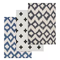Stylish Square Rugs with Diamond Pattern Blue White and Cross Pattern Gray White Design 3d model