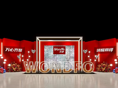 WORLDFO Check-in Area with Red Background Flower Arrangements and Heart Decorations 3d model