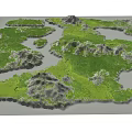 Natural Garden Landscape With Scenic Mountains River And Lush Greenery