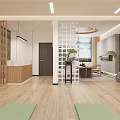 Spacious Bright Modern Leisure Area With Green Yoga Mats Wooden Floors And Long Benches
