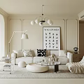 Modern Elegant Living Room Interior With White Sofa Decorative Pillows And Black Typography Wall Art