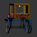 Colorful Tricycle Fruit Cart With Yellow Open Box Filled With Orange Fruits