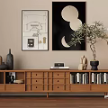 Quiet Chinese and Ancient Style Side Cabinet Floor Lamp Decorative Painting Quiet Ornaments 3d model