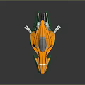 Orange Commercial Equipment With White Stripes Green Accents And Mechanical Support Legs