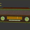 Vintage Red Radio With Retro Grille Front Yellow Dial Display And Round Knobs