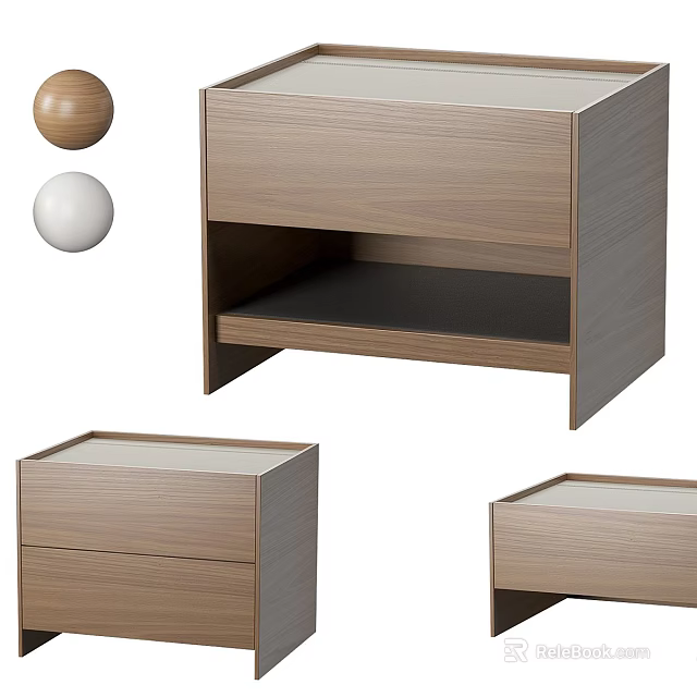 Modern Wooden Bedside Table With Drawer And Open Shelf Storage Design 3d model 
