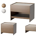 Modern Wooden Bedside Table With Drawer And Open Shelf Storage Design 3d model