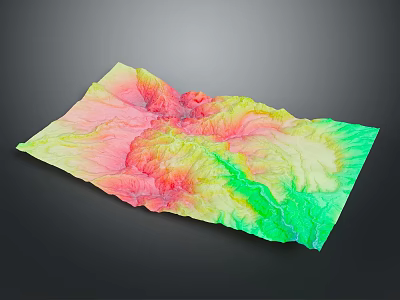 3D Terrain Model With Colorful Elevation Layers And Detailed Topographic Features 3d model