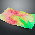 3D Terrain Model With Colorful Elevation Layers And Detailed Topographic Features 3d model