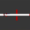 White Red Blue Ballistic Missile With Fins And Stripes On Black Background