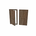 Traditional Brown Wooden Security Door With Metal Rivets And Decorative Design