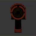Detailed Red Futuristic Mechanical Weapon With Metallic Barrel And Modern Design