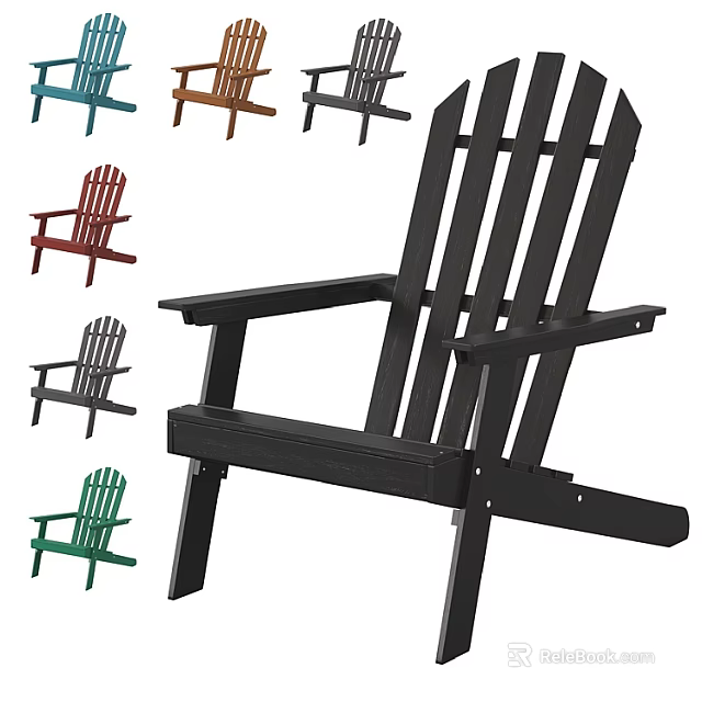 Stylish Leisure Chair With Multiple Colors Slatted Back Design And Comfortable Armrests For Patio Use 3d model 