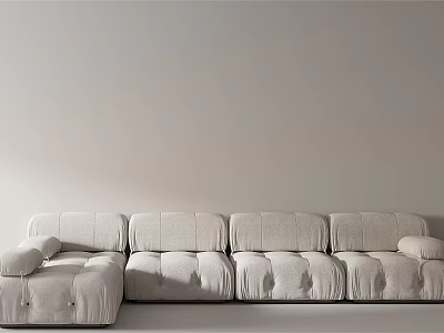 Modern Light Colored Sectional Sofa With Plush Cushions And Padded Seats 3d model