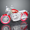 Classic Red And White Motorcycle With Shiny Chrome Engine White Seat And Red Wheels