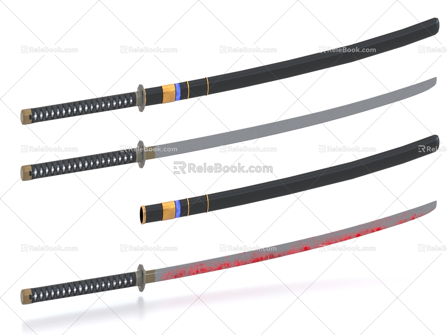 Samurai Sword Miao Dao Machete Long Dao Sword Scabbard 3d model