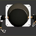 Mechanical Robot Model Featuring Black Head Brown Body Orange Joints And White Base